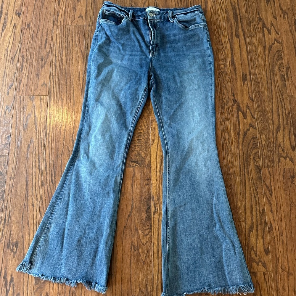 Chic Blue Wide Leg Flare Jeans